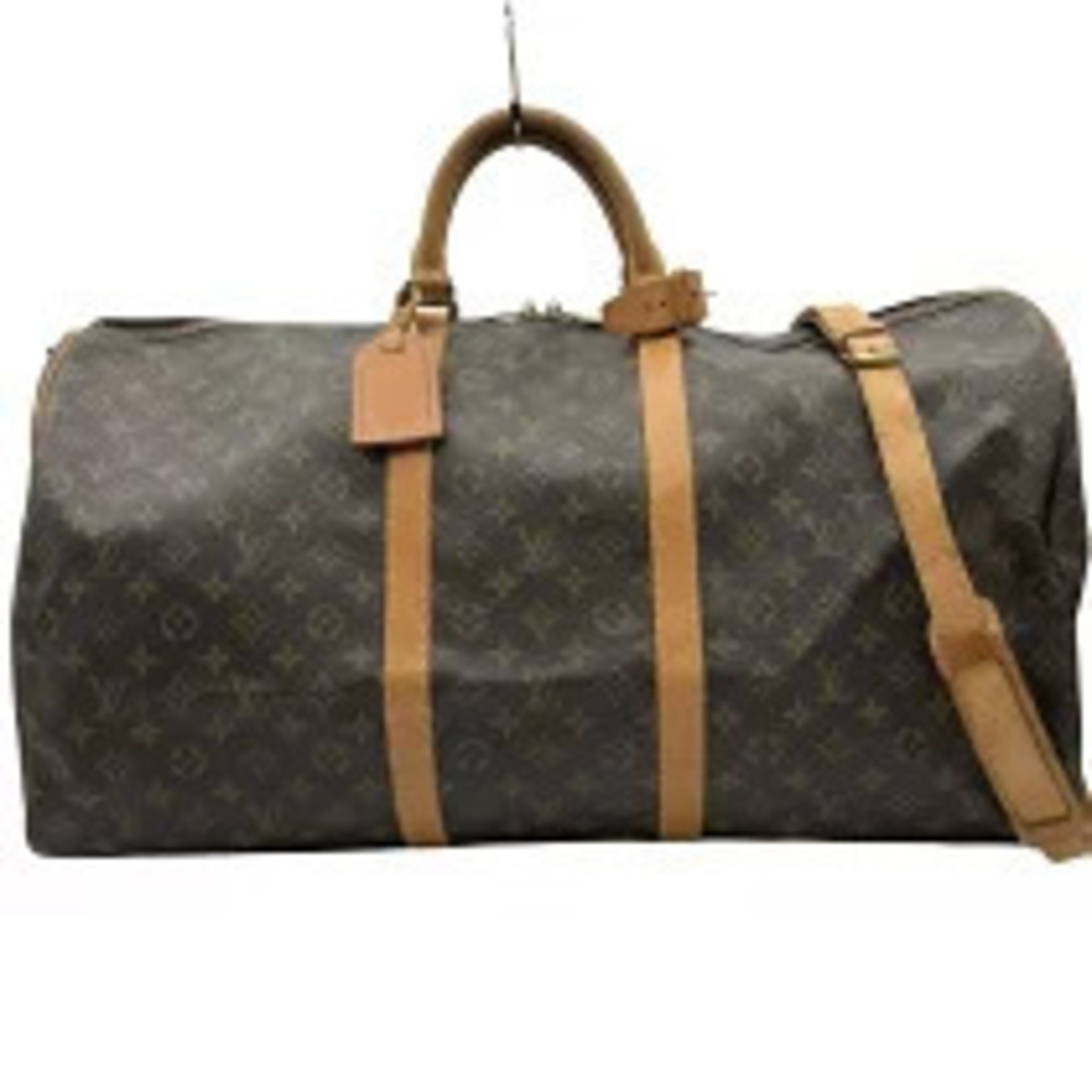 Louis Vuitton Keepall Bandouliere Monogram Travel Bag Canvas Leather Brown
